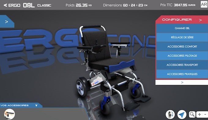 Configurateur 3D pour personnaliser son fauteuil roulant électrique