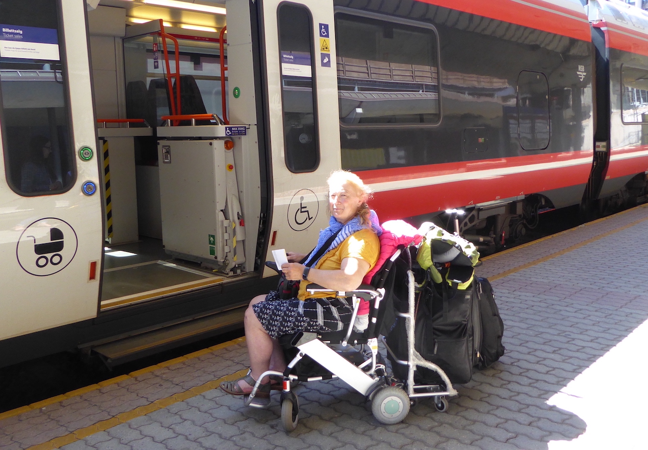 Marie-Michèle en train à Stockholm